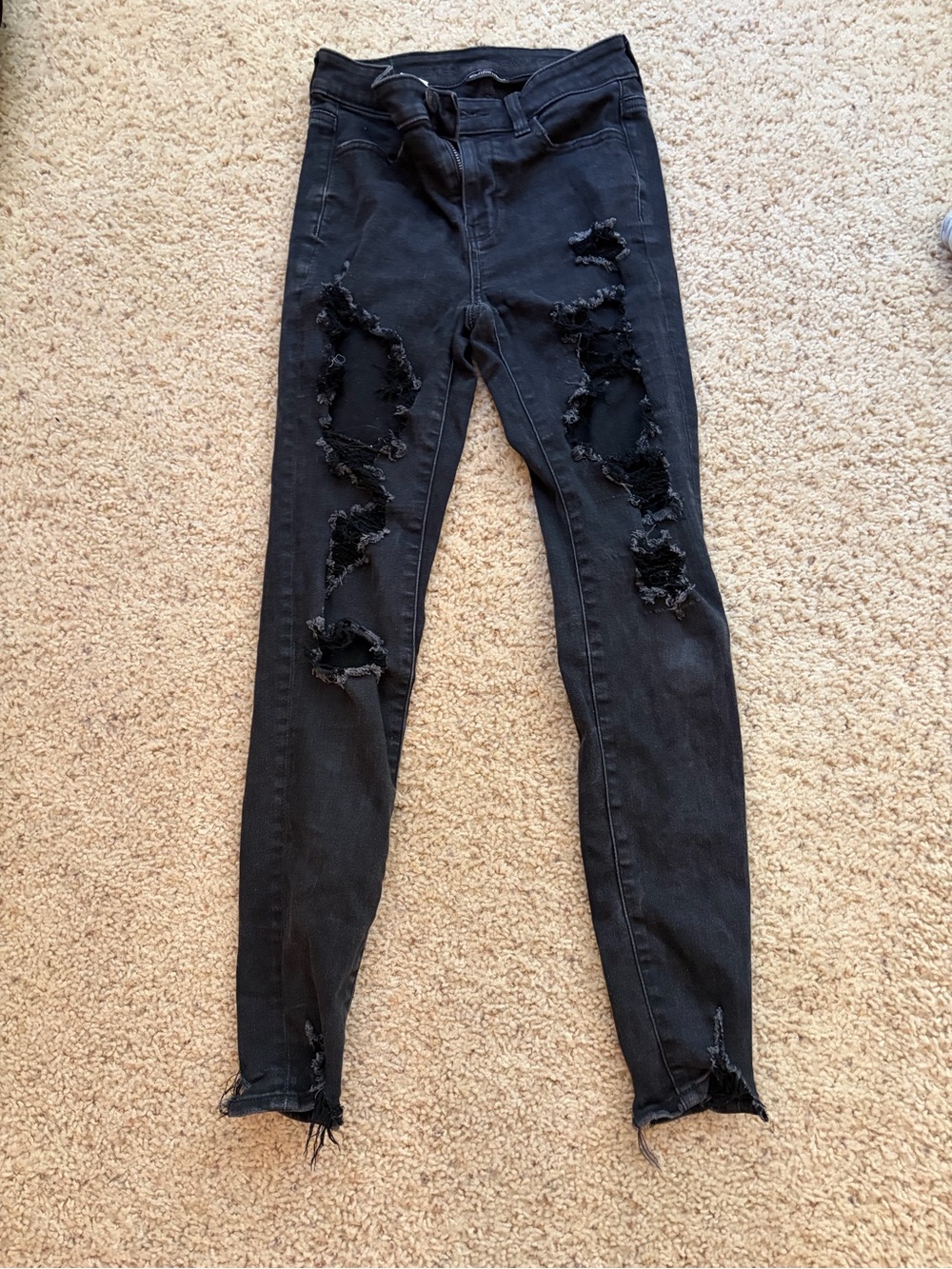 American Eagle Outfitters Black Ripped Skinny Jeans